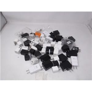 Lot of 50 Mixed cell phone & tablet chargers wall plug USB 5V 1A 2A