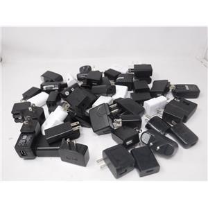 Lot of 50 Mixed cell phone & tablet chargers wall plug USB 5V