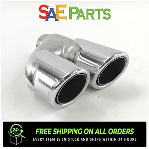 Stainless Steel 2" Inlet 3" Outlet Dual Exhaust Tips Slant Round