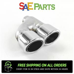 Stainless Steel 2" Inlet 3" Outlet Universal Dual Exhaust Tips Slant Round