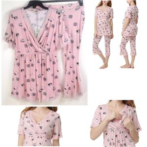 KIMI & KAI Maternity Foxy Nursing Pajama Set Blush Size M Pajama New Lounge