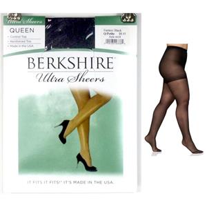 Berkshire Queen Ultra Sheer Control Top Pantyhose Fantasy Black Ch Size New 4418