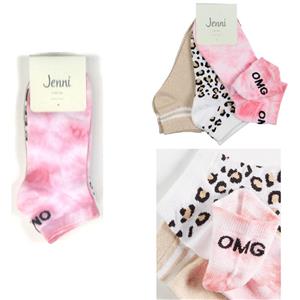 3 pr Womans Jenni Cotton Blend Low-Cut Socks Animal Tie-dye New