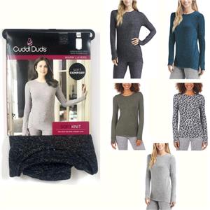 Cuddl Duds Womens Soft Knit Crew Top w/ Thumbholes Choose Color Size New