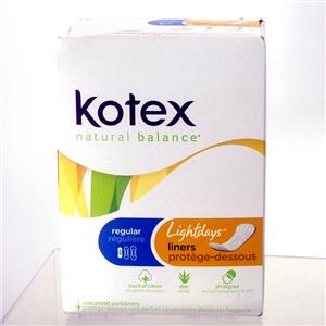 Kotex Natural Balance Lightdays Feminine Liner Pads Regular 64 Count Sealed
