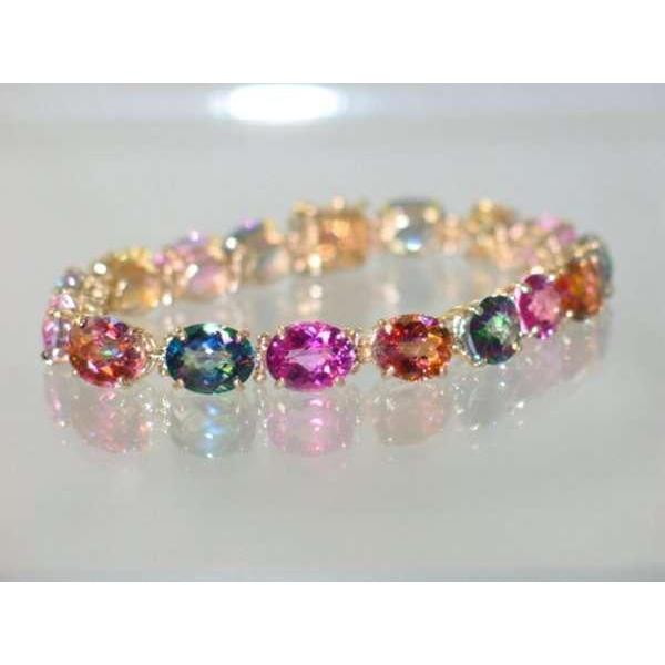 B003, Pink, Twilight & Mystic Topaz Gold Bracelet . SylvaRocks