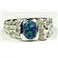 925 Sterling Silver Men's Nugget Ring, Created Blue/Green Opal, SR197