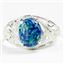 SR083, Created Blue Green Opal, 925 Sterling Silver Ladies Ring
