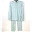 Roudelain Butter Knit Hood Top & Slim Pants Pajama Set Green Stripe Opt Size New