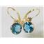 14k Gold Leverback Earrings, London Blue Topaz, E111