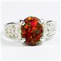 Created Red Brown Opal, 925 Sterling Silver Ladies Ring, SR369