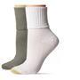 3 Pr Gold Toe Womens Ultra Soft Turn Cuff Socks Sz 6-9 White Khaki New No Pkg