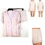 FLORA NIKROOZ Womens Knit Printed Pajama Top & Shorts Set Pink Size L New