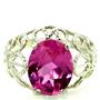 SR162, Created Pink Sapphire 925 Silver Ring